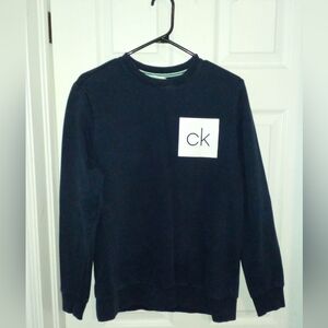 Calvin Klein CK Logo Patch Crewneck Navy Sweater